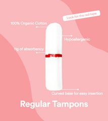 50-Pack Organic Cotton Regular Tampons