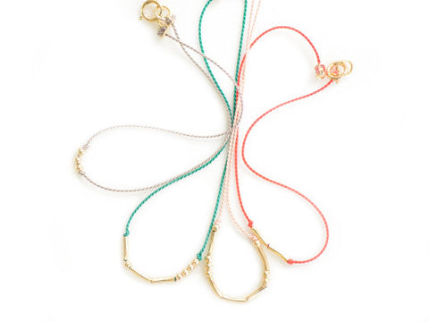 FRIEND<br>Morse Code Word Necklace in gold-fill on coloured silk<br>COATT